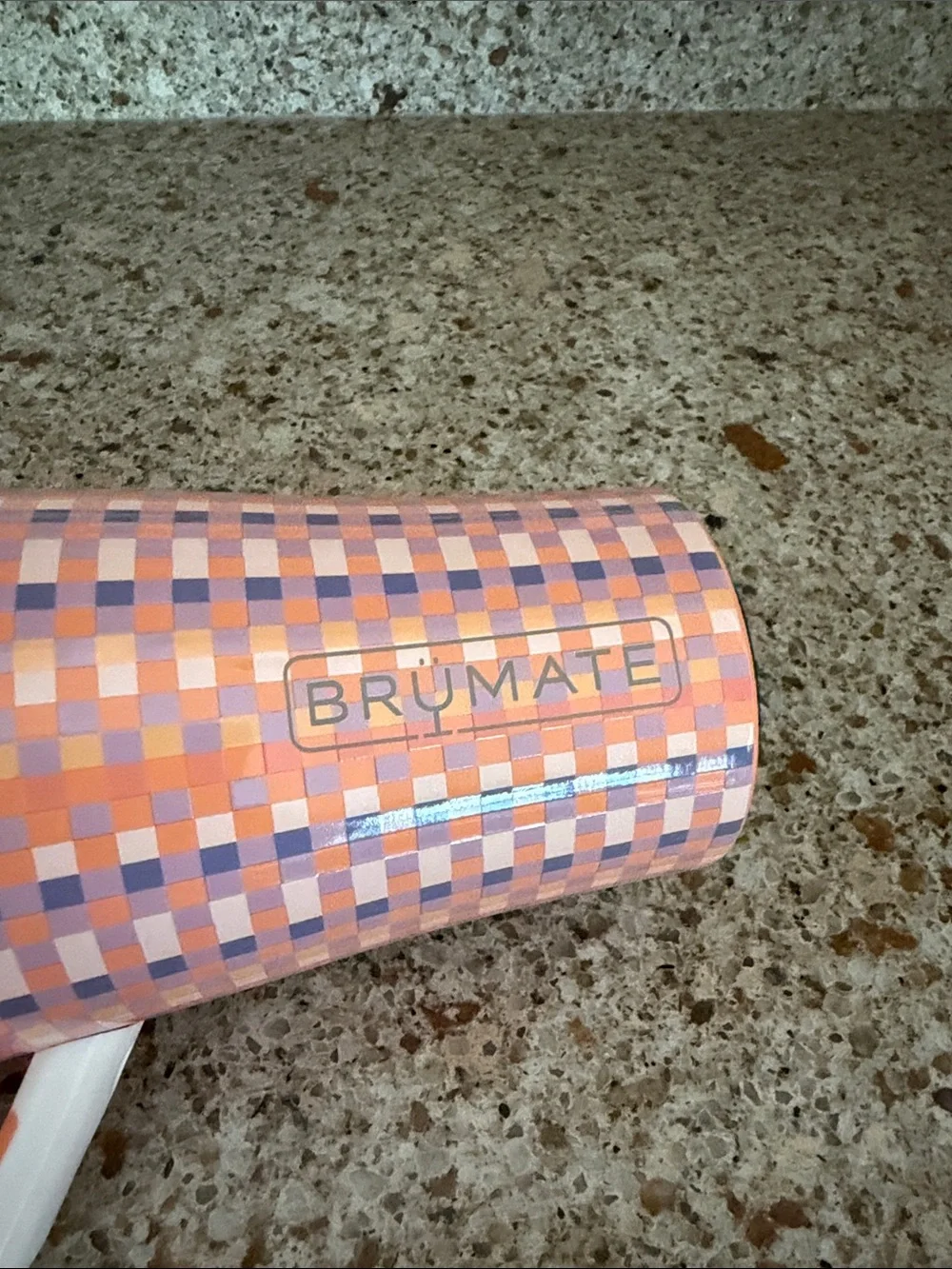 brummate  talk Checkered Tumbler with Handle and Straw - Orange & Lilac